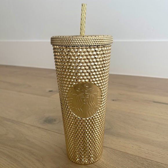 Starbucks Other - Starbucks Holiday 2022 Gold Metallic Chrome Bling Studded Tumbler Venti 24 fl oz
